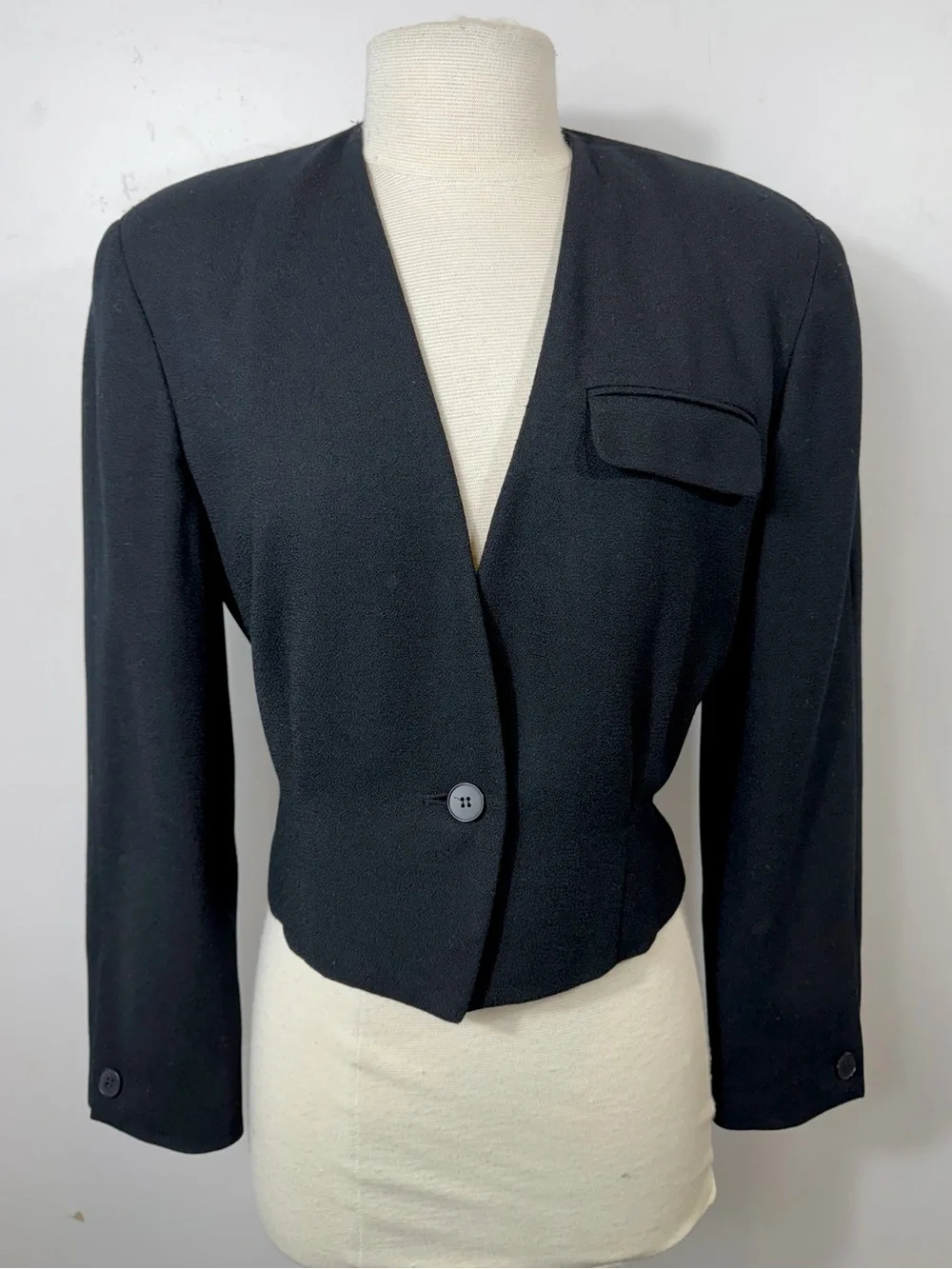 Vintage Christian Dior Separates Black Cropped Blazer Jacket Wool USA Size 4